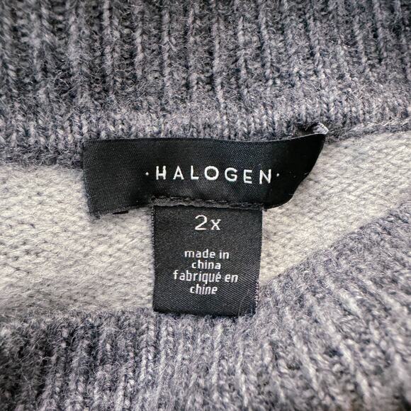 Halogen Sequin Striped Mock Neck Knit Pullover Sweater Gray White Size 2X NWT - Picture 7 of 10